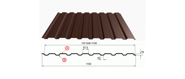Профнастил коричневый оцинкованный  RAL 8017 С-20 купить недорого в Барабаново