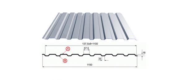 Профнастил оцинкованный С-20 1100x2500 купить недорого в Барабаново